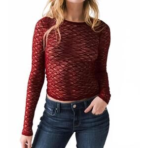NEW CHASER kevin long sleeve top in cabernet